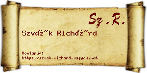 Szvák Richárd névjegykártya